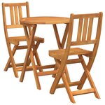 vidaXL Ensemble bistrot 3 Pièces Marron Bois d'acacia massif