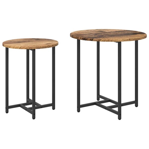vidaXL Ensemble de tables d'appoint 2 Pièces Bois ancien et noir