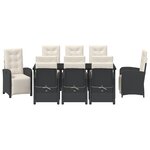 vidaXL Ensemble de Salle à Manger de Jardin 9 Pièces avec Coussins en Rattan Poly Noir
