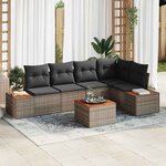 vidaXL Ensemble de canapé de jardin avec coussin 6 Pièces Gris Poly rotin