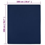 vidaXL Draps-housses Jersey 2 Pièces Bleu marine 100x200 cm Coton