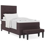 vidaXL Lit à ressorts avec matelas Marron foncé 100 x 200 cm tissu