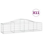 vidaXL Paniers à gabions arqués 11 Pièces 200x50x40/60 cm fer galvanisé