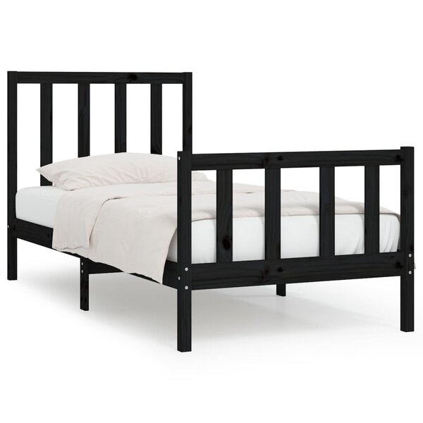 vidaXL Cadre de lit sans matelas noir 75x190 cm bois massif