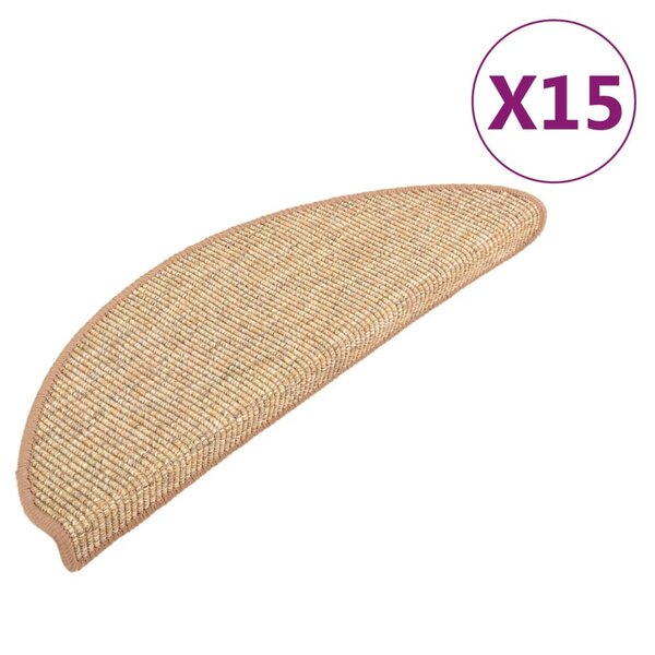 vidaXL Tapis d'escalier auto-adhésifs 15 Pièces Marron clair 65x21x4 cm