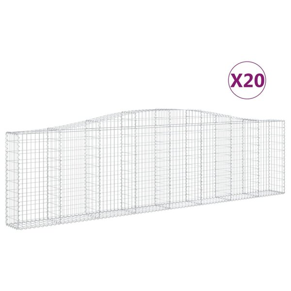 vidaXL Paniers à gabions arqués 20 Pièces 400x30x100/120 cm Fer galvanisé