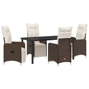 vidaXL Ensemble de salle à manger pour jardin 5 Pièces Marron polyrotin