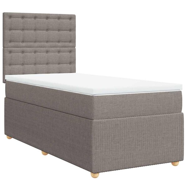 vidaXL Sommier à lattes de lit avec matelas Taupe 100x200 cm Tissu