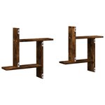 vidaXL Étagères murales 2 Pièces chêne fumé 50x12x50 cm Bois d'ingénierie