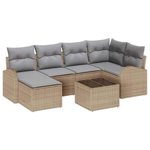 vidaXL Ensemble de Canapés 7 Pièces Beige et gris clair polyrotin
