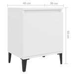 vidaXL Tables de chevet avec pieds en métal blanc 40x30x50 cm