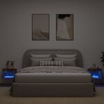 vidaXL Tables de chevet murales avec lumières LED 2 Pièces chêne fumé