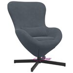 vidaXL Fauteuil œuf Gris foncé Velours