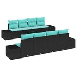 vidaXL Ensemble de canapé de jardin avec coussin 9 Pièces Noir polyrotin