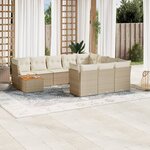 vidaXL Salon de jardin 11 Pièces avec coussins beige résine tressée