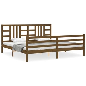 vidaXL Cadre de lit avec tête de lit marron miel 200x200cm bois massif