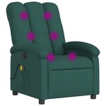vidaXL Fauteuil inclinable de massage vert foncé tissu