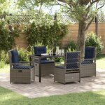 vidaXL Ensemble de salle à manger de jardin 5 pièces gris en rattan poly