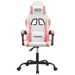vidaXL Chaise de jeu pivotante Blanc et rose Similicuir