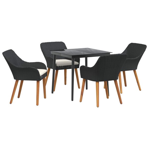 vidaXL Ensemble de salle à manger pour jardin 5 Pièces Noir polyrotin