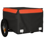 vidaXL Remorque de vélo noir et orange 30 kg fer