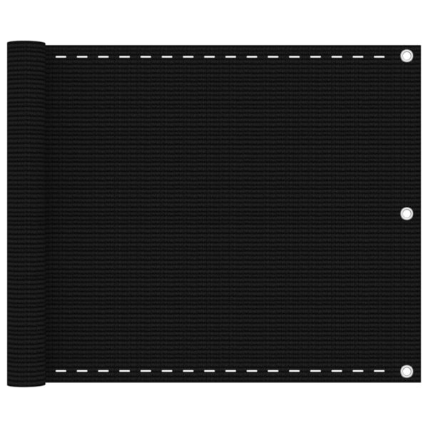 vidaXL Écran de balcon Noir 75x600 cm PEHD