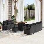 vidaXL Ensemble de canapé de jardin 10 Pièces Noir Poly rotin