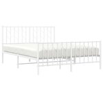 vidaXL Cadre de lit métal sans matelas et pied de lit blanc 135x190 cm