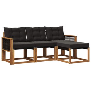 vidaXL Ensemble de canapés d'extérieur 4 pc Naturel et noir