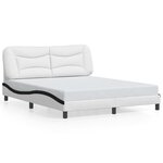 vidaXL Cadre de lit avec lumières LED blanc noir 160x200 cm similicuir