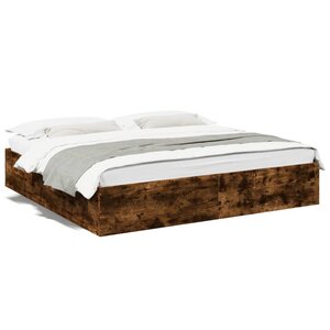 vidaXL Cadre de lit sans matelas chêne fumé 200x200 cm