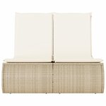 vidaXL Chaise longue double avec coussins beige résine tressée