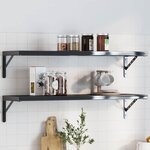 vidaXL Supports d'étagères 4 Pièces 30x2 5x15 5 cm noir acier inoxydable