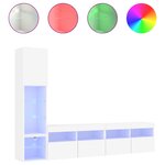 vidaXL Unités murales TV avec LED 4 Pièces blanc bois d'ingénierie