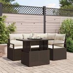 vidaXL Ensemble de canapé de jardin avec coussin 5 Pièces Marron et crème