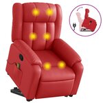vidaXL Fauteuil inclinable de massage Rouge Similicuir