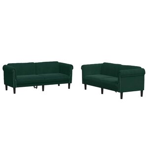 vidaXL Ensemble de canapés 3 Pièces vert foncé velours
