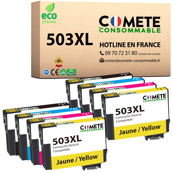 COMETE, Entreprise française - Cartouche 503XL - pack de 8 Compatibles avec EPSON