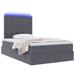 vidaXL Lit de rangement LED avec matelas Gris foncé 120 x 190 cm