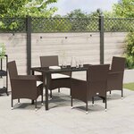 vidaXL Ensemble de salle à manger pour jardin 5 Pièces Marron Poly rotin