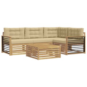 vidaXL Ensemble de canapés d'extérieur 6 pc Blanc et Beige Polyester
