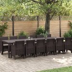 Ensemble de Salle à Manger de Jardin de 13 Pièces avec Coussins en Poly Rattan Marron