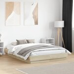 vidaXL Cadre de lit avec LED sans matelas chêne sonoma 135x190 cm