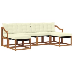 vidaXL Ensemble de canapés d'extérieur 6 pc Naturel et Crème