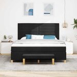 vidaXL Lit à ressorts avec tête de lit Noir 200 x 180 cm tissu