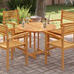 vidaXL Dessus de table Bois de teck solide Rond 2 5 cm 90 cm