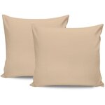 Parure de lit - housse de couette 220 x 240 + 2 taies d'oreiller 60 x 60 - Satiné coton - Beige