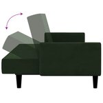 vidaXL Canapé-lit à 2 places vert foncé velours