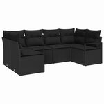 vidaXL Ensemble de Canapés avec coussin 6 Pièces Noir polyrotin