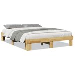 vidaXL Cadre de lit sans matelas 150x200 cm Bois massif Chêne
